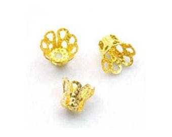 15 cups caps 5mm gold plated bead caps