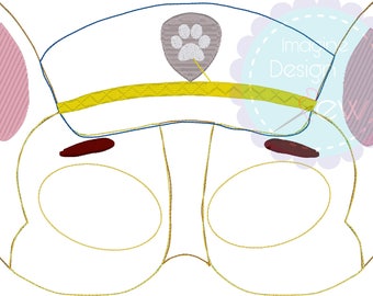 Paw Patrol Chase Inspired ITH mask machine embroidery applique design Instant Download