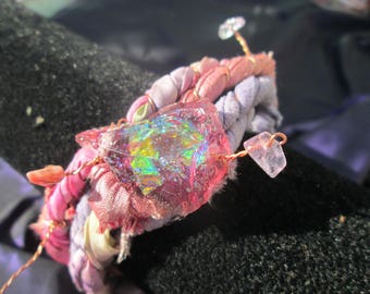 Sixty nine pink and purple silk bracelet