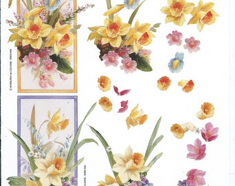 paper cut card 3D Daffodil flowers