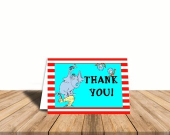 Dr. Seuss Thank You Card Dr. Seuss Invitation Printable File