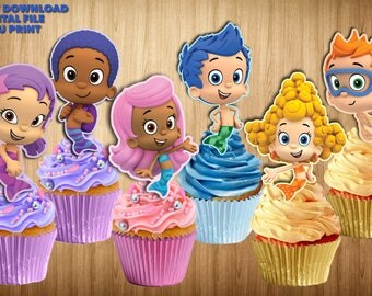 BUBBLE GUPPIES Cupcake Toppers, Bubble Guppies Cupcake Picks, Bubble Guppies Cake Topper, Bubble Guppies Cake Pop Topper, PRINTABLE