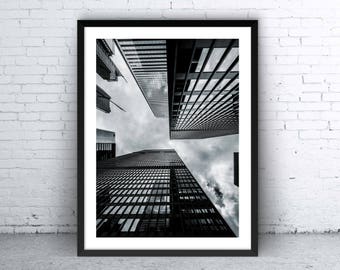 Printable Poster, Art, Living room Decor, Large Printable Poster, Digital Download, City, Black & White