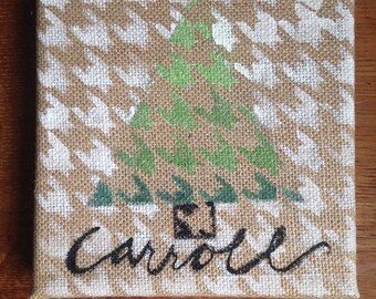Personalized Burlap Christmas Stocking With Cream Muslin
