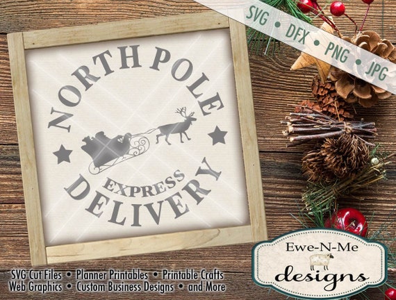 Christmas SVG Cut File Santa Sleigh SVG North Pole