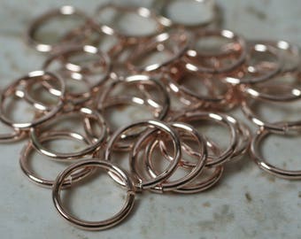 Rose gold tone jump ring 12mm outer diameter 16g thick, 30 pcs (item ID HS00662RG)