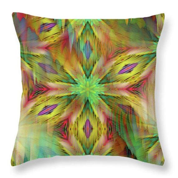 Sunrise Kaleidoscope Throw Decorative Designer Artist Created Pillow 16 inch Square with Zipper and Insert