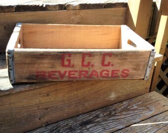 Vintage Wooden Soda Crate GCC Beverages Inc Advertising Crate Industrial Decor