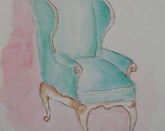 Chair watercolor | Etsy