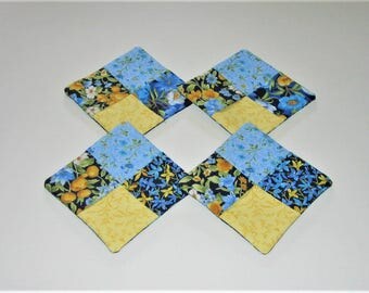 Woven Quilted Fabric Coasters (Set of 4)