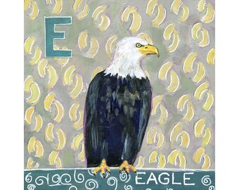 Wall Art, Home Decor, Art on Wood, Eagle Painting, Original Artwork 8X8 | Eagle