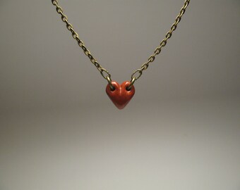Tiny Heart Necklace - Polymer Clay Jewelry - Gift for Her