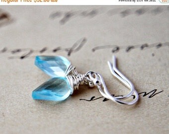 Blue Topaz, Drop Earrings, December Birthstone, Topaz Earrings, Sky Blue, Topaz Jewelry, Pastel Blue, Wire Wrapped, Dangle Earrings