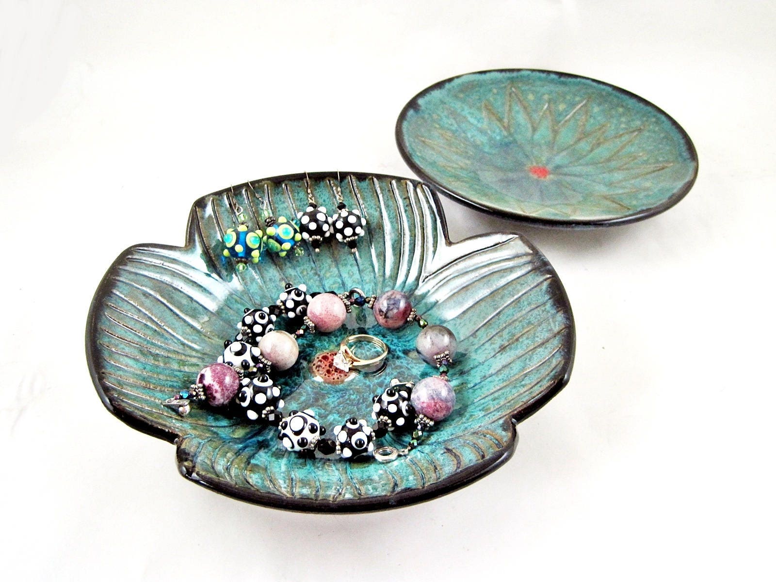 Decorative pottery bowl Ceramic flower bowl jewelry dish