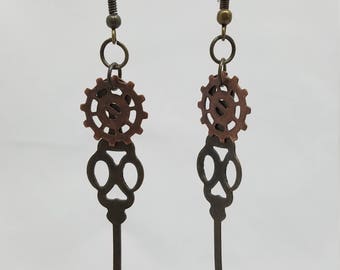 Clockworks Copper & Brass with Emerald Green Rhinestone