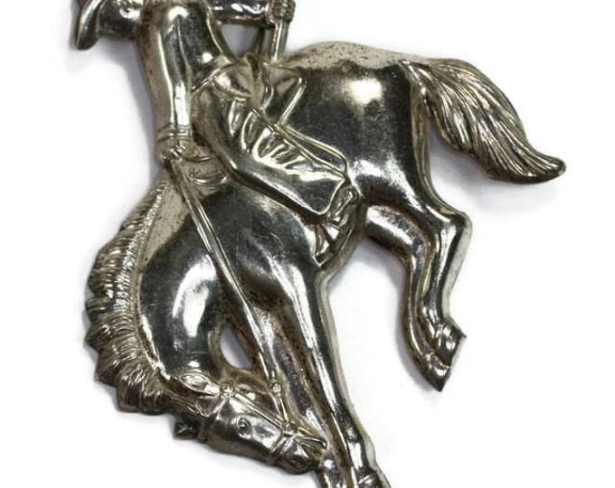 Cowboy and Western Horse Brooch Bucking Bronco Sterling Silver Vintage
