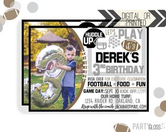 Football Birthday Invitation | Digital or Printed | Football Invitation | Oakland Invitation | Oakland Football Invite | Silver and Black |