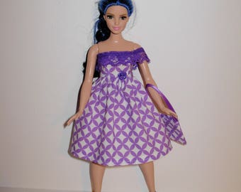 Handmade barbie clothes, CUTE dress and bag for new barbie curvy doll