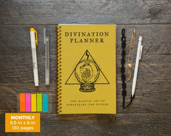 Divination Planner Notebook - Yellow / Monthly / Half-Size / 24 Months / Pick Your Own Starting Month