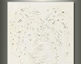 Original Modern Textured FloralPalette Knife Flowers white Painting by Henry Parsinia 24x24