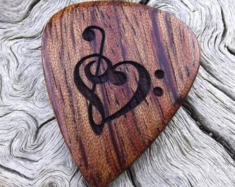 Handmade Wood Guitar Pick - Premium Quality - Made From African Bubinga - Engraved On Each Side - Artisan Guitar Pick - No Stock Photos
