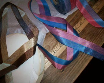 Vintage striped taffeta ribbon in 3 different color combos.