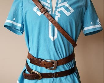 Link Breath of the Wild Tunic Blue with white stenciling