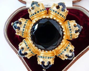 Benedikt NY ornate baroque brooch pin pendant | Renaissance Revival Byzantine | designer signed vintage rare seven continents