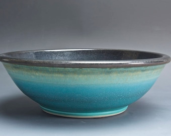Handmade pottery serving bowl, spaghetti, salad serving bowl 60 oz. turquoise blue 4033