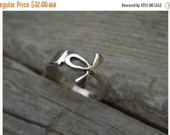 ON SALE Ankh ring in sterling silver