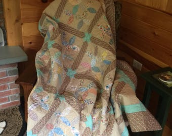 Original 1930's appliqued blocks large sofa quilt