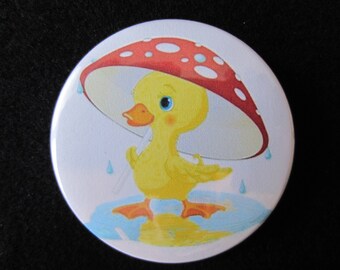 Duck Pin Back Button, Duck Magnet, Duck Mirror, Pin Back Buttons, Duck Button