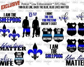 SALE!! Police * Police K-9 * Law Enforcement * Thin Blue Line * Back the Blue * Blue Lives Matter * SVG * Cricut, Silhouette * Exclusive!