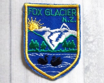 Vintage Fox Glacier Patch 2.75", New Zealand Souvenir Badge Applique, NZ Travel Collectible, Te Moeka o Tuawe Westland National Park