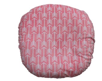 Boppy Lounger cover-Ships Today- Coral Minky arrows with coral bottom, slipcover for boppy lounger