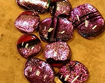 Dichroic glass cabochons mixed pinks
