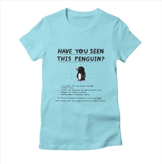 Have You Seen This Penguin? - Womens / Girls - T-shirt / Tee - Cancun / White / Light Yellow - Womens Apparel
