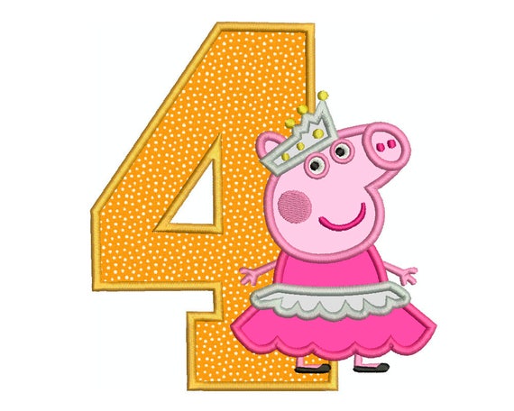 PEPPA Pig Ballerina Number 4 Machine Applique Embroidery