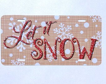 Let It Snow Winter Wreath Sign, Wreath Attachment, Aluminum wreath sign, metal wreath sign, Christmas Snowflake Wreath Sign