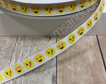 Emoji ribbon, Grosgrain ribbon, ribbon for hairbows, US designer ribbon