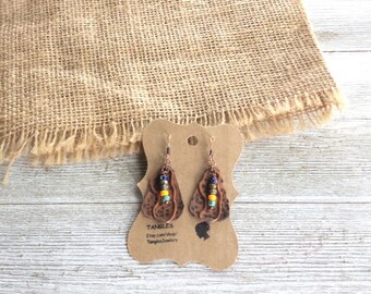 Guitar Pick Earrings, Patina Copper Earrings