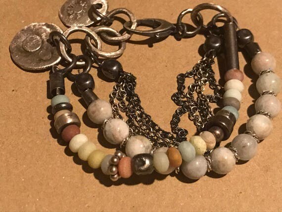 Multi strand Gemstone Bracelet - Sterling Silver Bracelet