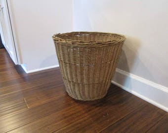 Vintage Large Wicker Basket - Umbrellas, Toys, Blankets