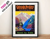 Cartel de Colorado Rockies: Vintage Americano Viajes en tren Lámina