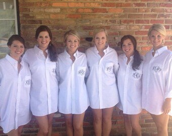 SALE Monogram Button Down, Monogrammed Bride/Bridesmaids Shirts, Getting Ready Shirts, Oversized Monogrammed Button Down Shirts