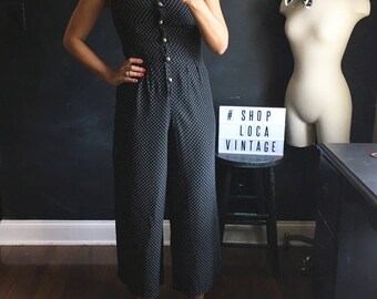 Vintage Spolied Girls Polkadot jumpsuit romper size small