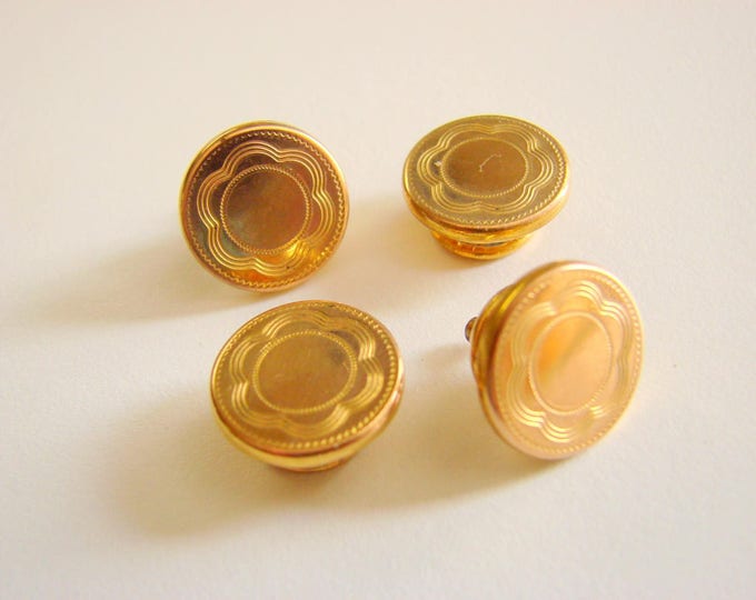 Art Deco Double Sided Engraved Snap Cuff Buttons Cufflinks Gold Filled or Plate 1920s Wedding Groom Groomsmen