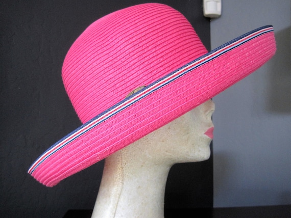 Garden Party Hat - Pink Wide Brim - Scala Tag - Handcrafted Headwear - Beach Sun Hat