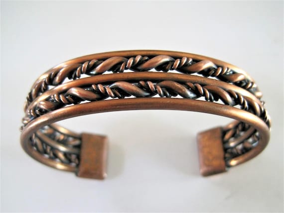 Copper Braided Cuff - Wide Modernist Bracelet