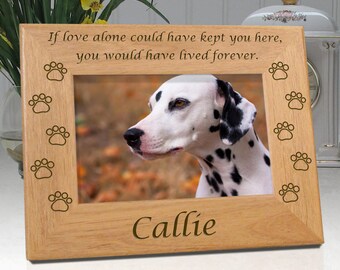 Dog Memorial Frame - If Love Alone - Personalized With Name and Dog Paws - Free Sympathy Card, Box & Bow - Fast Delivery